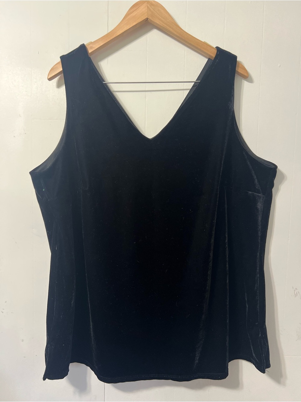 DEX Black V-Neck Velvet Tank Top Business Casual Event Whimsygoth Witchycore 2X